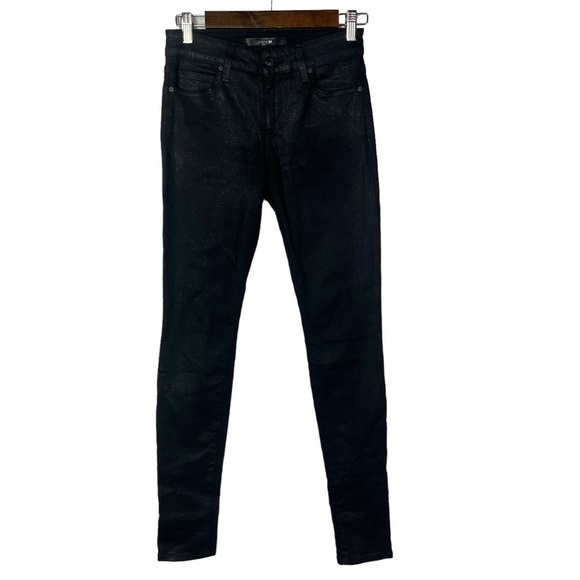 Joe's Jeans Black Mid Rise Skinny Glitter Coated Skinny Jeans 26 - Picture 1 of 3